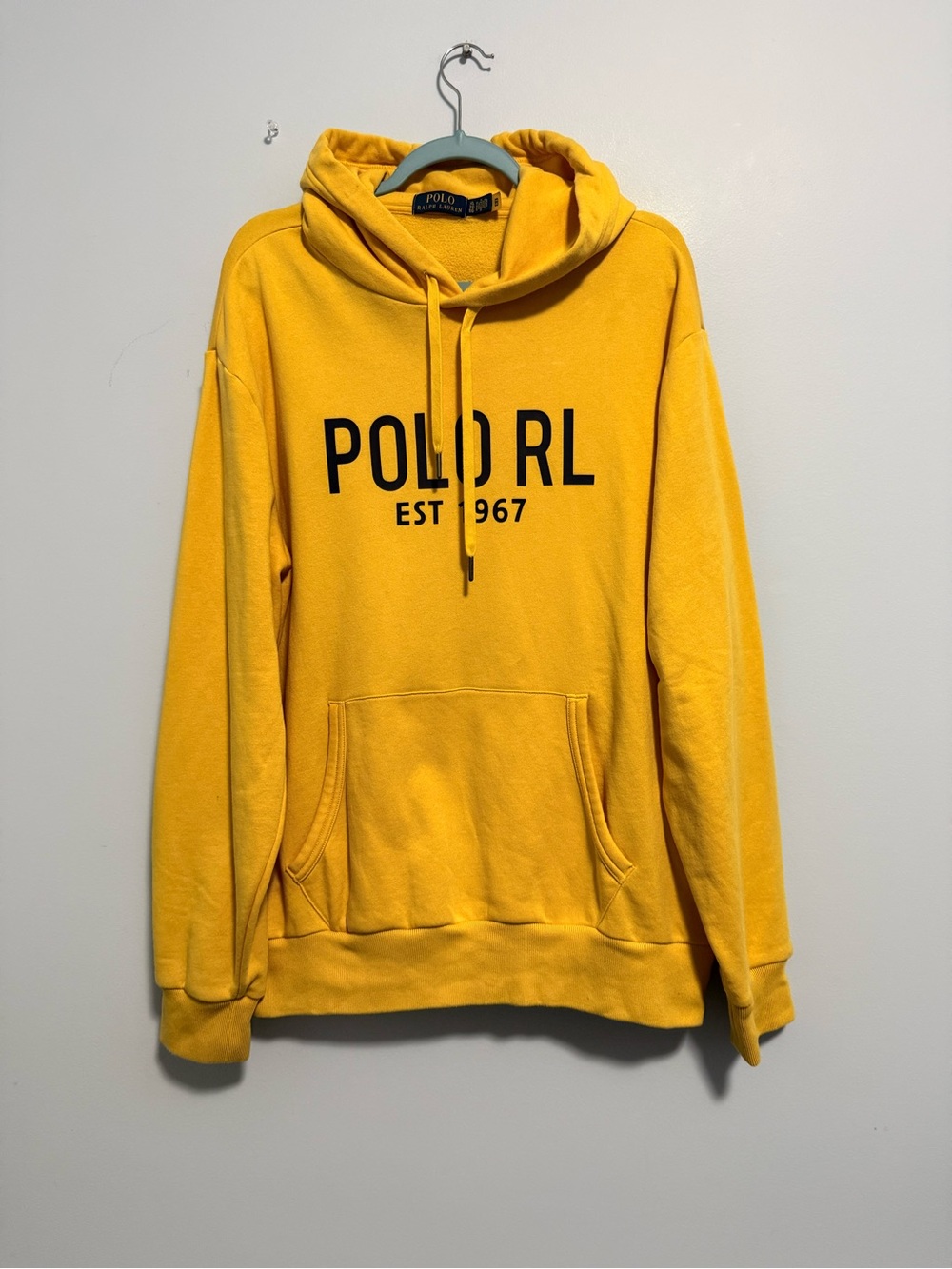 Polo Ralph Lauren Men's Yellow Polo 1967 Athl. Dept Fleece Pullover Hoodie XL